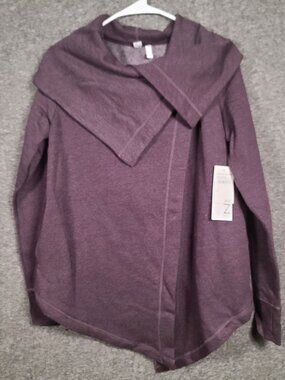 NWT Zella Women's Size Small Purple Wrap Sweater Cardigan With Snap Closure